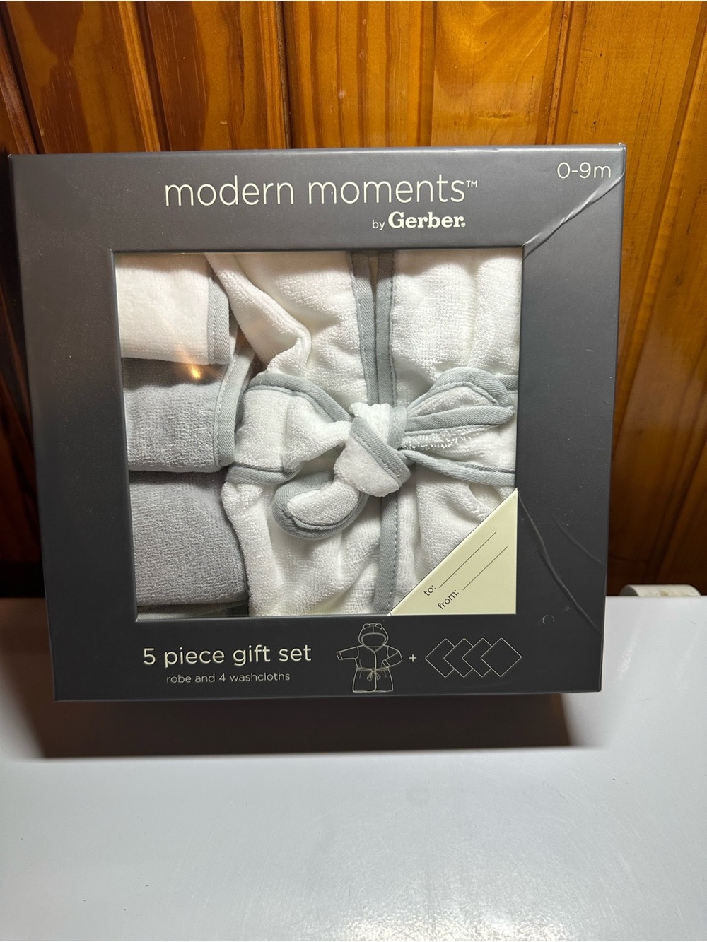 Gerber White and Light Gray 5-Piece Baby Robe Gift Set